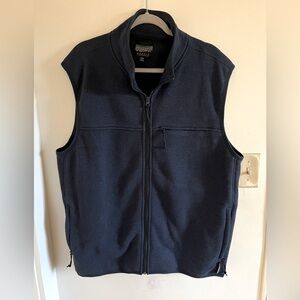 J. Crew Nordic Polartec Fleece Vest Mens XXL Blue Full Zip Pockets Mock Neck